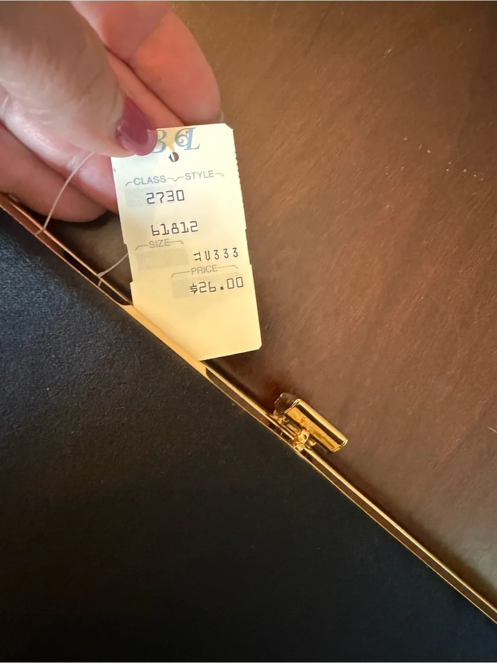 NOS Vintage Shirl Miller Ltd. Black Velvet Hard Case Clutch with Gold Hardware